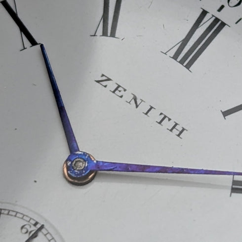 Circa 1912 Antique Zenith pocket watch engraved silver side hunter in good working order