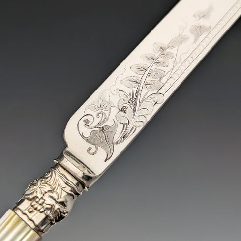 1860年頃 英国アンティーク 白蝶貝ハンドル カトラリー12ペアセット Walker & Hall