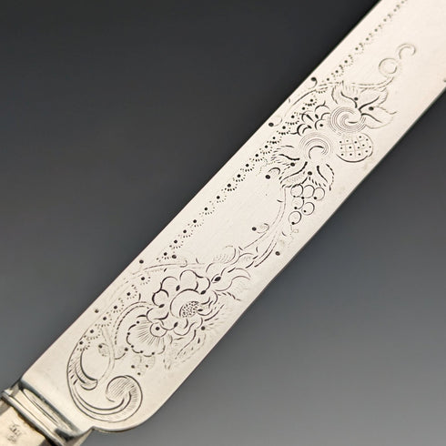 1862 British Antique Sterling Silver Dessert Cutlery 6 Pair Set Total 467g Martin & Hall Wooden Box