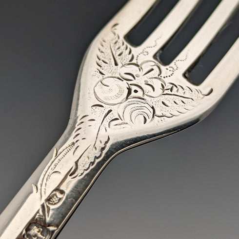 1862 British Antique Sterling Silver Dessert Cutlery 6 Pair Set Total 467g Martin & Hall Wooden Box