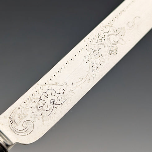 1862 British Antique Sterling Silver Dessert Cutlery 3 Pair Set Total 233g Martin & Hall Tray Included