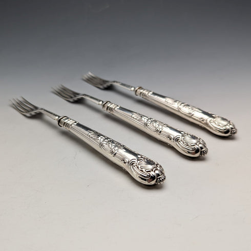 1862 British Antique Sterling Silver Dessert Cutlery 3 Pair Set Total 233g Martin & Hall Tray Included
