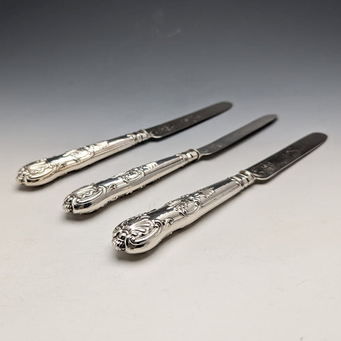 1862 British Antique Sterling Silver Dessert Cutlery 3 Pair Set Total 233g Martin & Hall Tray Included
