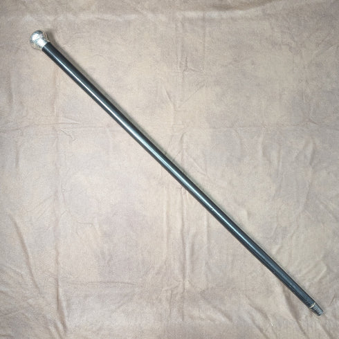 1913年 英国ヴィンテージ 紳士用ステッキ 純銀製 丸ハンドル 91cm ブラックシャフト