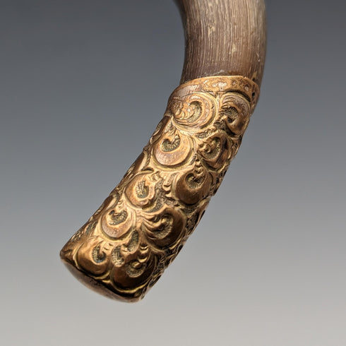 1914年頃 英国アンティーク 紳士用ステッキ ホーン曲がりハンドル ブラックシャフト 85cm