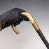 Circa 1914 British Antique Men's Cane Horn Bent Handle Black Shaft 85cm