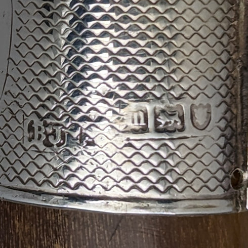 1907年 英国アンティーク 紳士用ステッキ ホーンハンドル 純銀装飾 ブラックシャフト 88cm