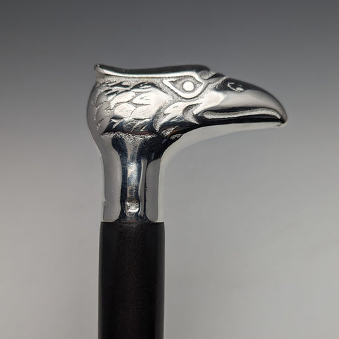 British Vintage Men's Walking Stick Eagle Head Handle Black Shaft 90cm