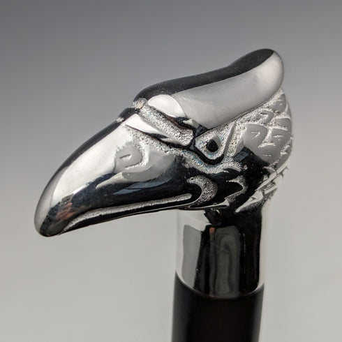 British Vintage Men's Walking Stick Eagle Head Handle Black Shaft 90cm