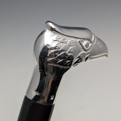 British Vintage Men's Walking Stick Eagle Head Handle Black Shaft 90cm