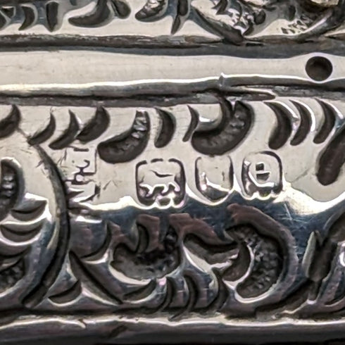 1900年 英国アンティーク 紳士用ステッキ 曲がりハンドル 純銀装飾 ブラウンシャフト 90cm