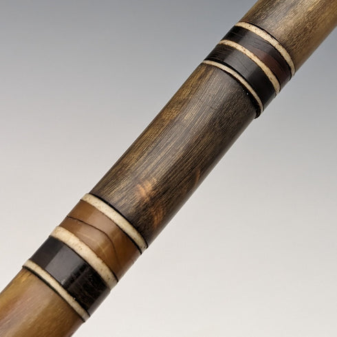 British Antique Gentleman's Cane Horn & Bone 86cm Multicolor Shaft