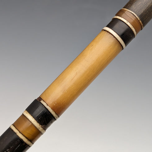 British Antique Gentleman's Cane Horn & Bone 86cm Multicolor Shaft