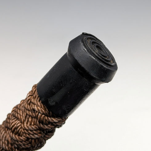 英国ヴィンテージ 紳士用ステッキ 麻紐巻き曲がりハンドル 極太ブラウンシャフト 90cm