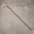 British Vintage Men's Cane, Horn Bent Handle, Sterling Silver Decoration, Hazel Wood Shaft, 92cm