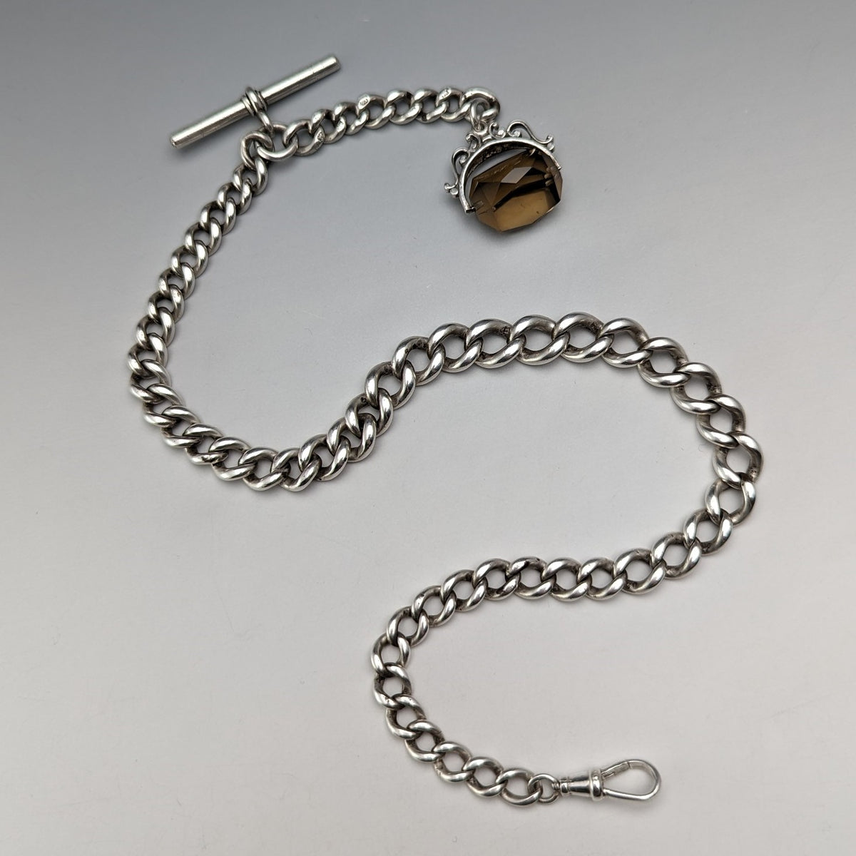 1890年★英国★アルバートチェーン/純銀製/アンティーク 1900年頃 英国アンティーク 純銀製アルバートチェーン 52g 純銀