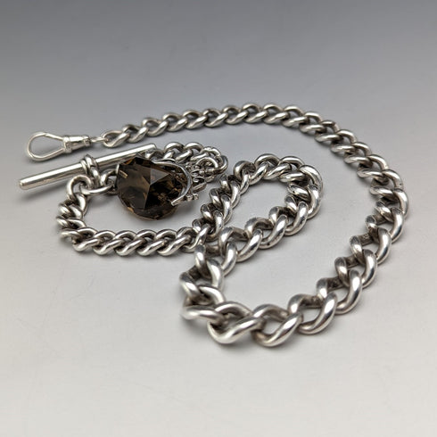 約 1890 年英國古董純銀阿爾伯特鏈 59 克旋轉鑰匙圈