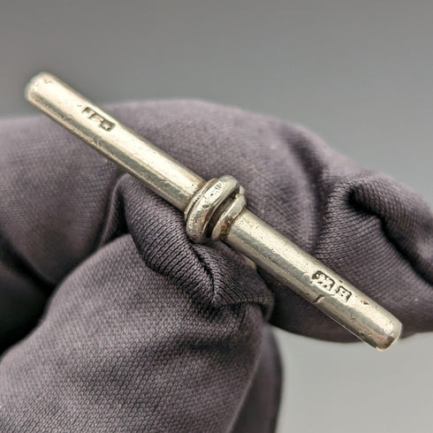 約 1890 年英國古董純銀阿爾伯特鏈 59 克旋轉鑰匙圈