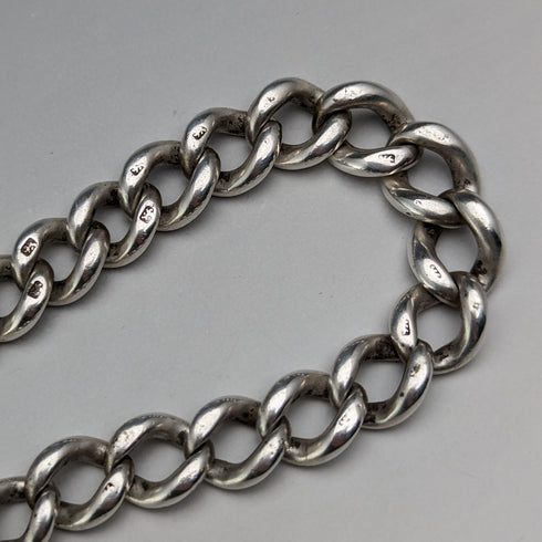 約 1890 年英國古董純銀阿爾伯特鏈 59 克旋轉鑰匙圈