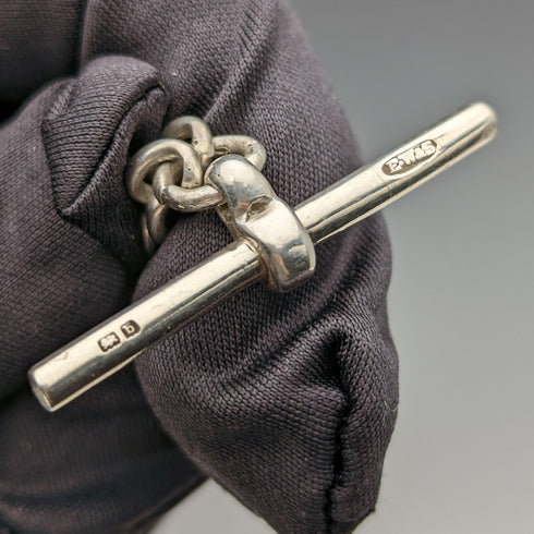 約 1900 年英國古董純銀阿爾伯特鏈 33 克心型琥珀吊墜