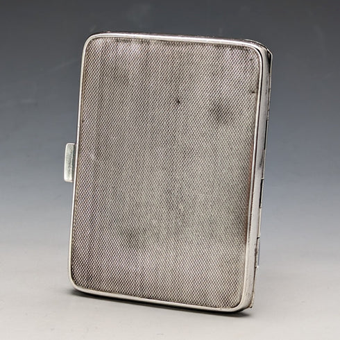 1936 British Vintage Sterling Silver Guilloche Enamel Cigarette Case 95g John William Barrett