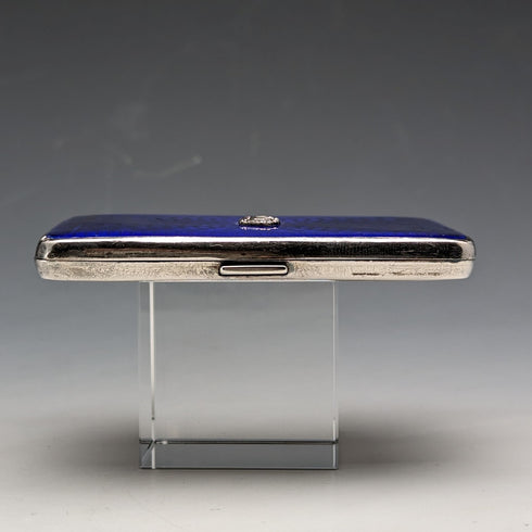 1936 British Vintage Sterling Silver Guilloche Enamel Cigarette Case 95g John William Barrett