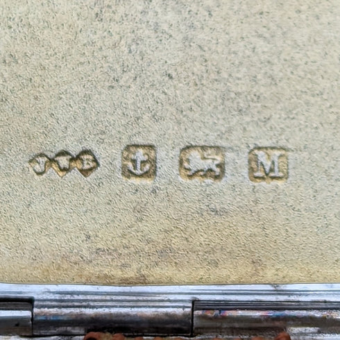 1936 British Vintage Sterling Silver Guilloche Enamel Cigarette Case 95g John William Barrett