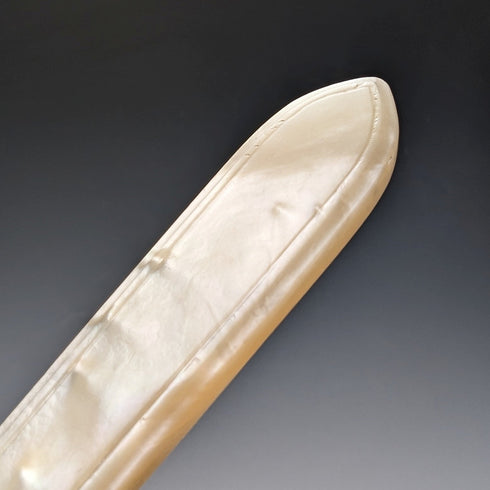 1875 British Antique White Pearl Handle & Sterling Silver Blade Cutlery 9 Pair Set Walker & Hall Wooden Box