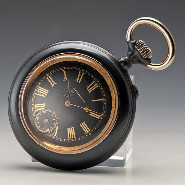 1890年頃 アンティーク  ロンジン 懐中時計 ガンメタルケース 動作良好