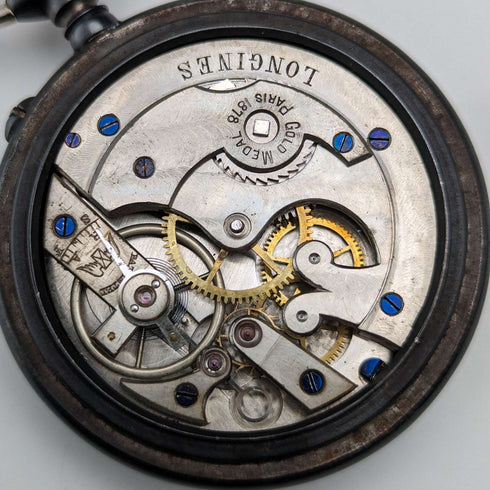1890年頃 アンティーク ロンジン 懐中時計 ガンメタルケース 動作良好