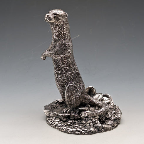 英国 カントリーアーティスト社 カワウソ 純銀張り彫刻 フィギュリン