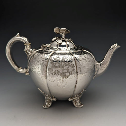 1840 British Antique Sterling Silver Bachelor Teapot 492g Barnard Family