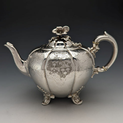 1840 British Antique Sterling Silver Bachelor Teapot 492g Barnard Family