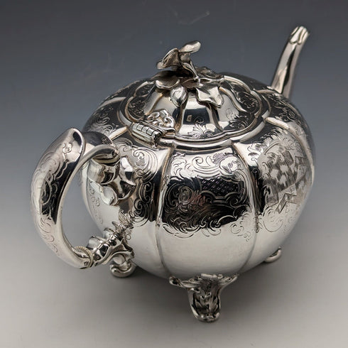 1840 British Antique Sterling Silver Bachelor Teapot 492g Barnard Family