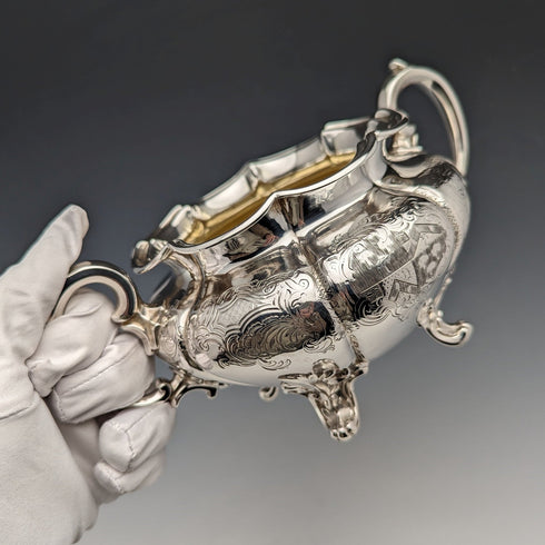 1840 British Antique Sterling Silver Sugar Bowl 390g Barnard Family