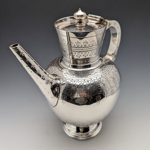 Circa 1880 British Antique Silver Plated Coffee Pot Walker & Hall