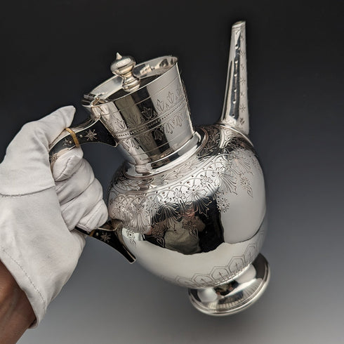 Circa 1880 British Antique Silver Plated Coffee Pot Walker & Hall