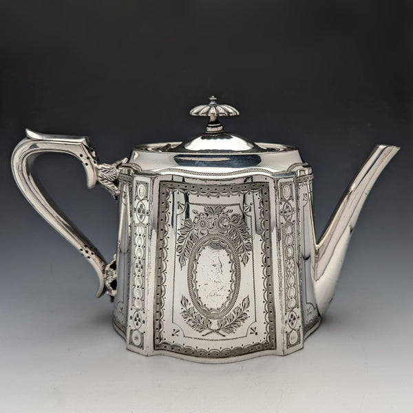 Circa 1885 British antique silver plated teapot Walker & Hal