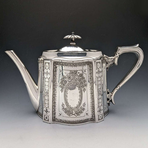 約 1885 年英國古董鍍銀茶壺 Walker & Hal
