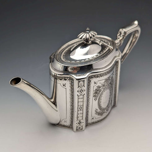 約 1885 年英國古董鍍銀茶壺 Walker & Hal