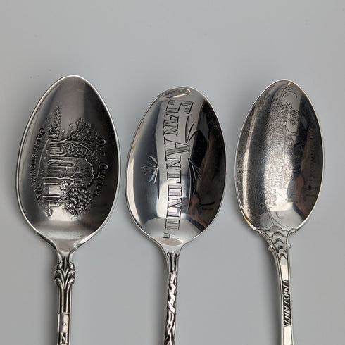 Circa 1900 US Antique Sterling Silver Souvenir Spoon x6 Teaspoon Size Total 100g