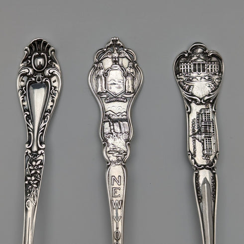 Circa 1900 US Antique Sterling Silver Souvenir Spoon x6 Teaspoon Size Total 100g