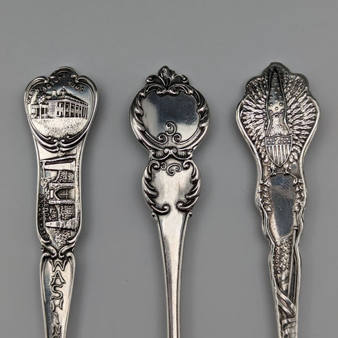 Circa 1900 US Antique Sterling Silver Souvenir Spoon x6 Teaspoon Size Total 100g