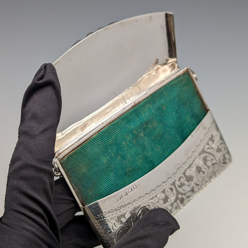 1906 British Antique Sterling Silver Chain Card Case 86g William Henry Sparrow