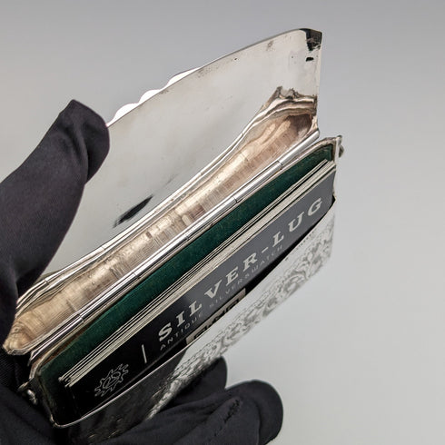 1906 British Antique Sterling Silver Chain Card Case 86g William Henry Sparrow