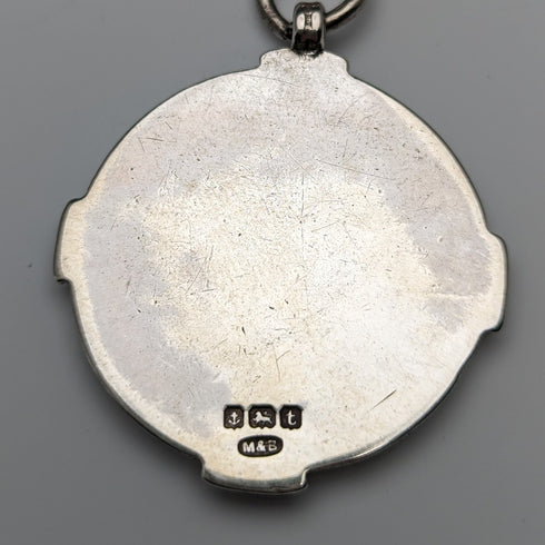 Circa 1923 British Antique Sterling Silver Albert Chain 56g Medal Fob