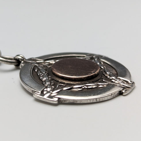 Circa 1923 British Antique Sterling Silver Albert Chain 56g Medal Fob