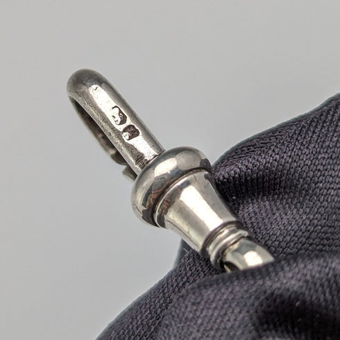 Circa 1884 British Antique Sterling Silver Albert Chain 37g Emblem Fob