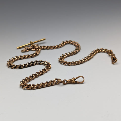 British antique rolled gold double Albert chain without fob