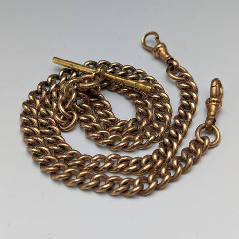 British antique rolled gold double Albert chain without fob